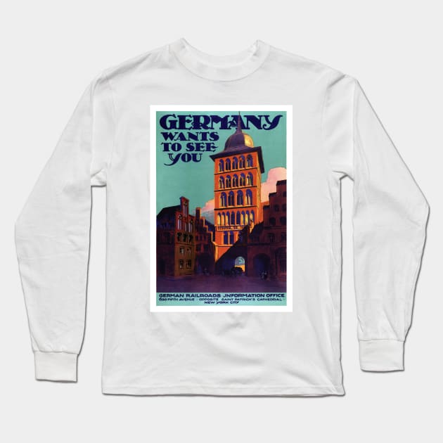 Vintage Travel Poster Germany Long Sleeve T-Shirt by vintagetreasure